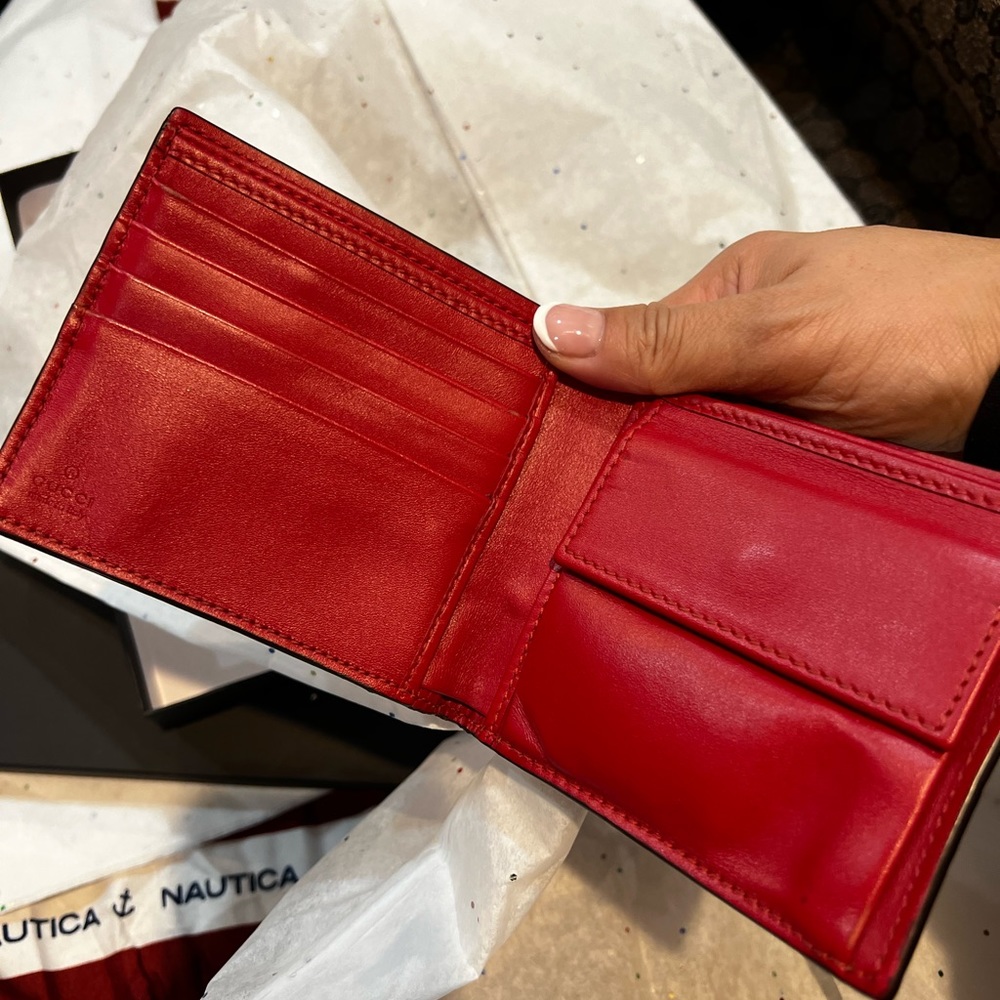 Authentic Red micro monogram gucci wallet